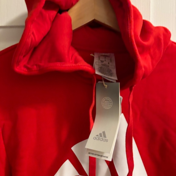 NWT Adidas L/S Red Branded Hoodie - Picture 6 of 11